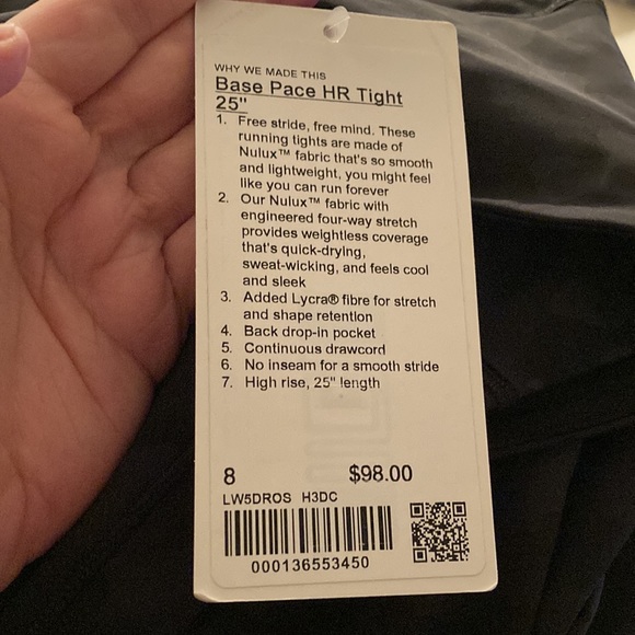 🆕 Lululemon Base Pace HR Tight 25” 🆕 - Picture 9 of 9